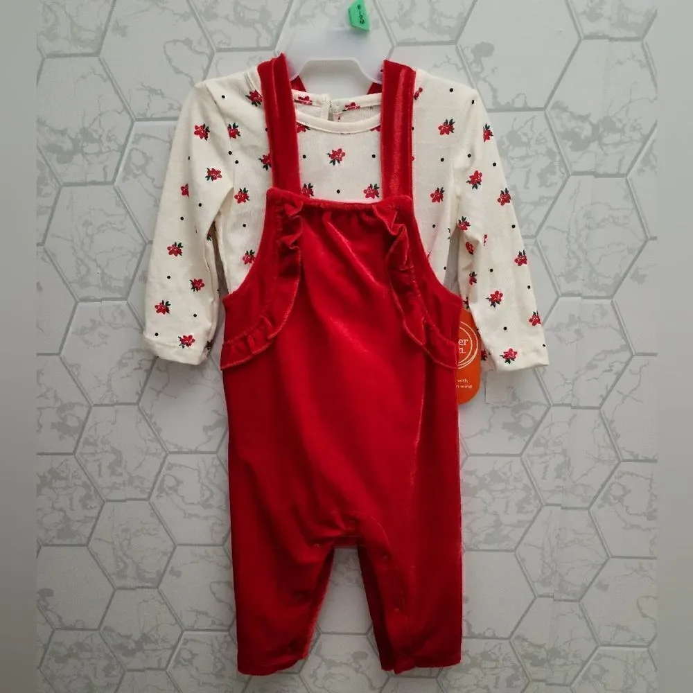 New baby girl Christmas outfit bundle of overall outfit sets